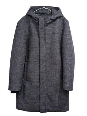 Frank and Oak Men’s Wool Blend Hooded Parka Coat Jacket Charcoal Grey Large
